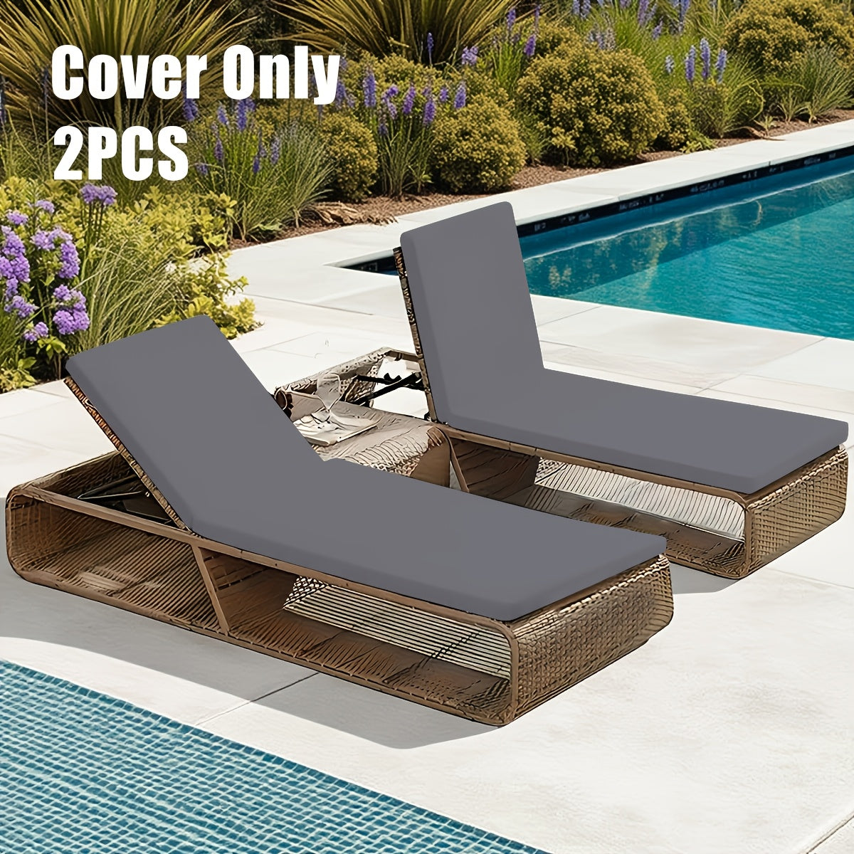 2pcs/set Stretchy Y Fiber Fabric Chair Covers, 2pcs Set Outdoor Lounge Chair Protectors