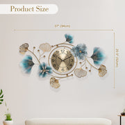 37in/47in 3D Ginkgo Leaf Wall Clock Iron Metal Leaf Wall Hanging Silent Clock, Wall Art Decoration Horizontal Vertical Art Wall Decor For Home Office Living Room Bedroom
