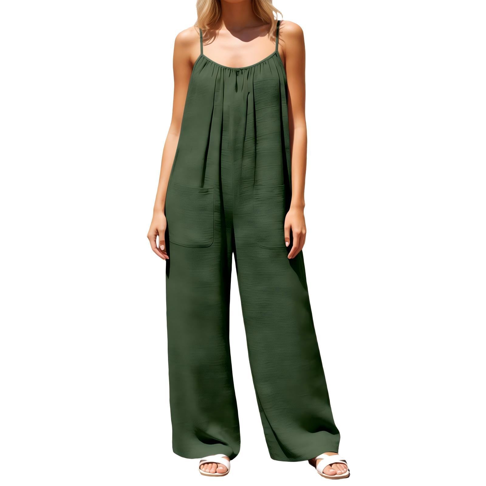 European And American-style Strap Wide-leg Jumpsuit Womens New Summer Style