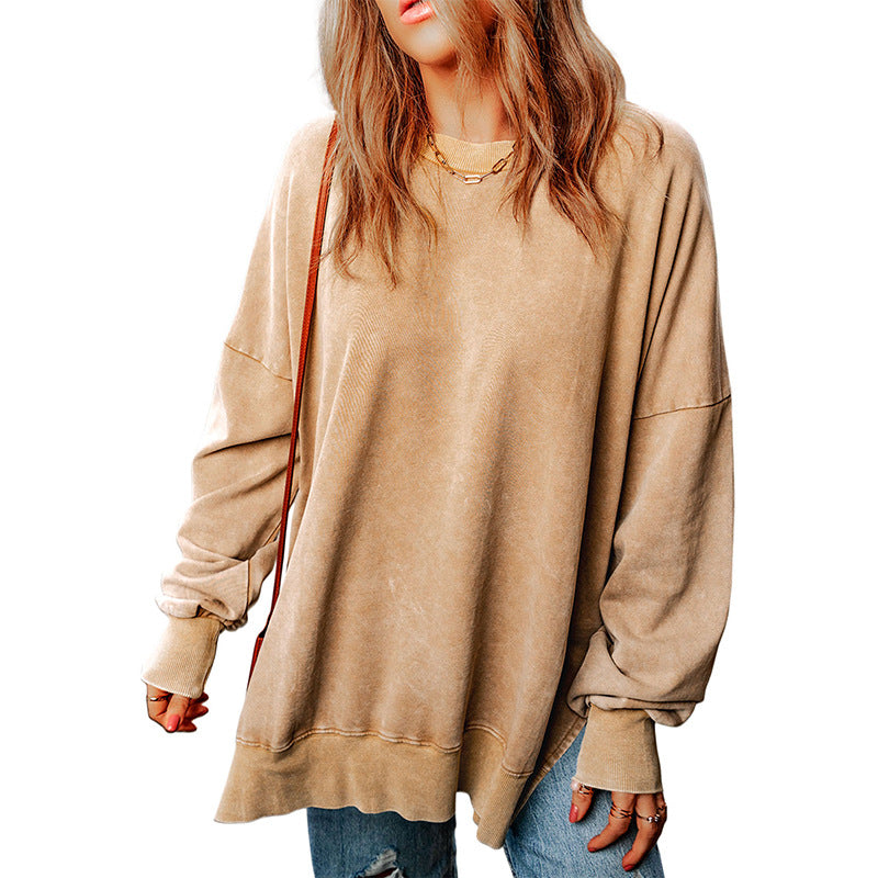 Women's Solid Loose Pullover Sweatshirt