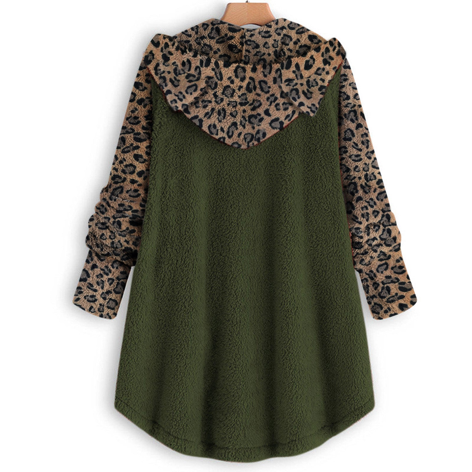 Cozy Leopard Patchwork Hooded Plush Coat