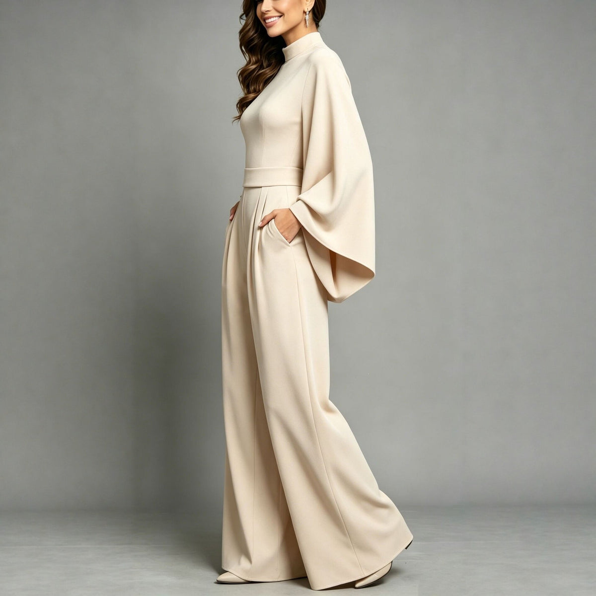 Womens Relaxed-fit Fashionable Long-sleeve Jumpsuit