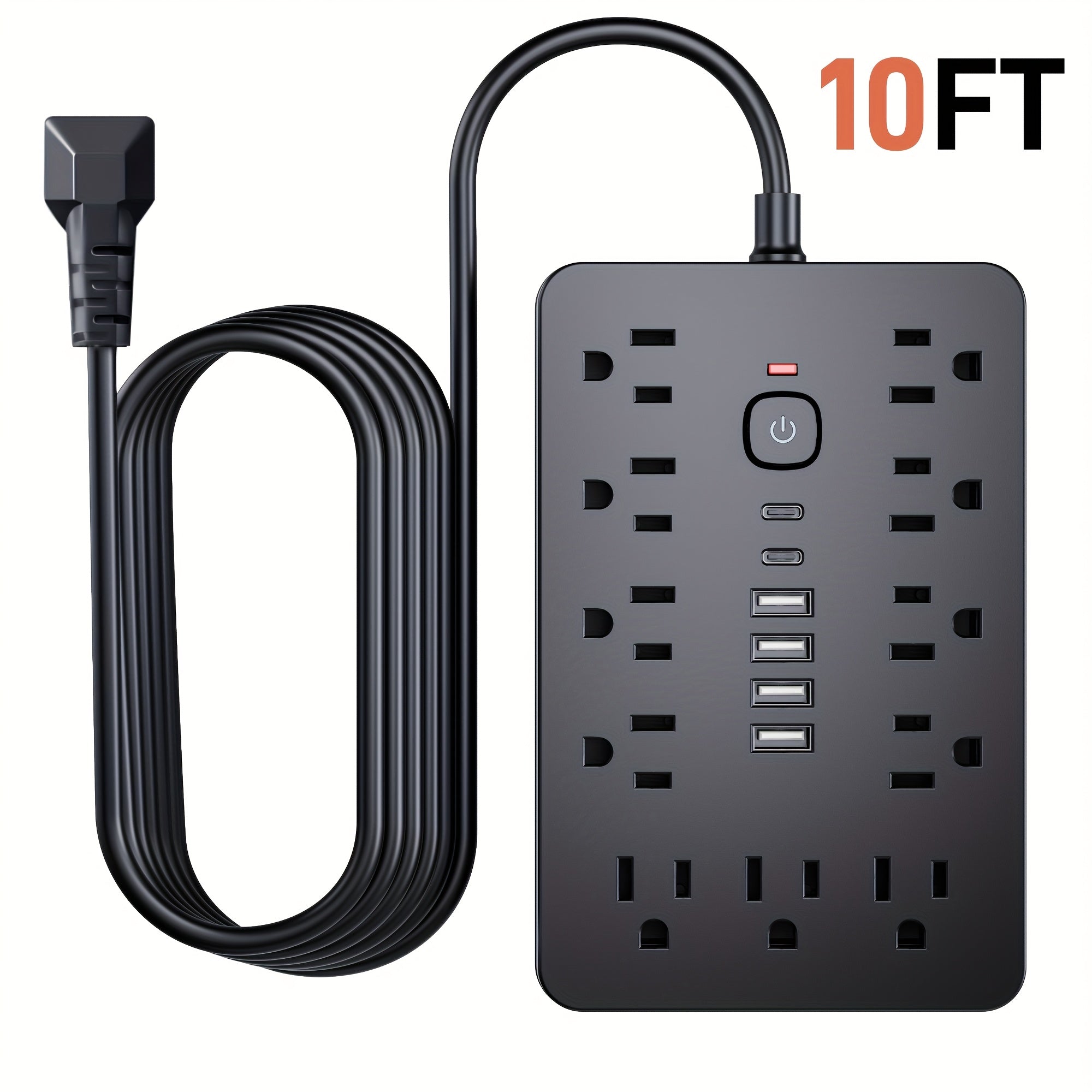 17‑In‑1 Surge Protector Power Strip with 11 AC Outlets, 4 USB‑A, 2 USB‑C Ports and 5 ft/10 ft Extension Cord