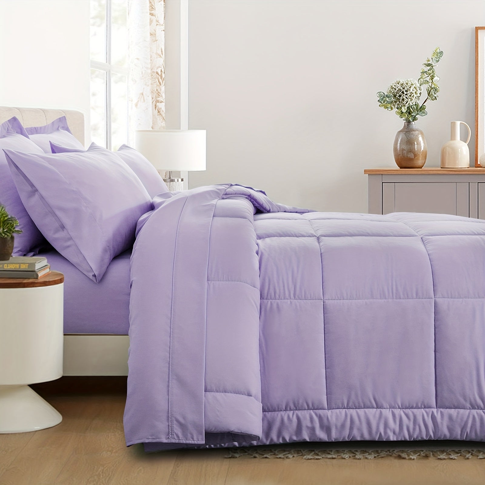 7pcs Ultra-Soft Bed In A Bag, Down Alternative Bedding Sets With All Season Quilted Comforter, Flat Sheet, Fitted Sheet, Pillowcases -Gifts For The Family And Friends