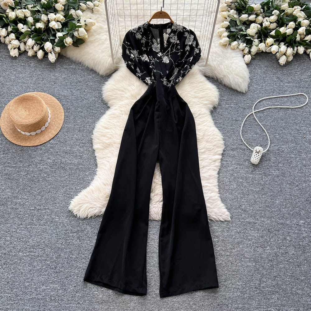 Chic Flutter-Sleeve High-Waist Wide-Leg Jumpsuit