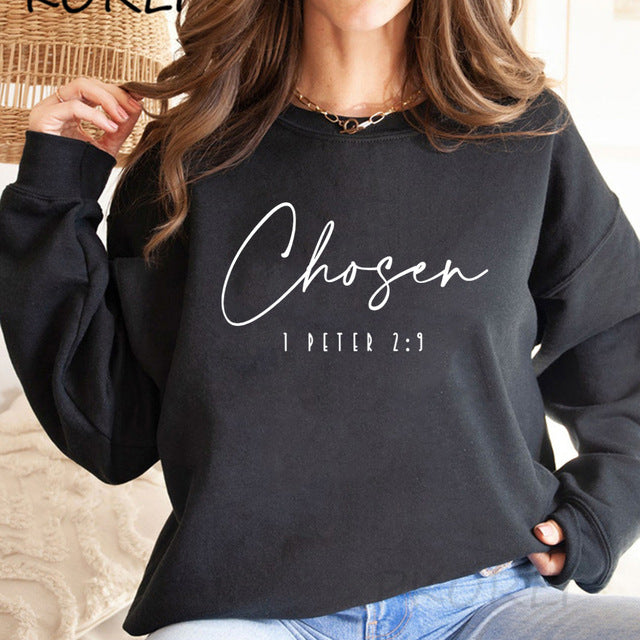 Women's Floral & Letter Print Long Sleeve Pullover