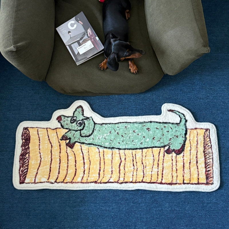Cute Dachshund Bedside Rug and Foot Mat