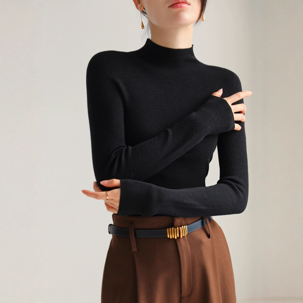 High-end Merino Wool Mock-neck Sweater