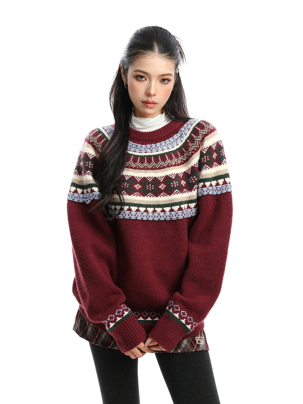 Women's Round Neck Sweater Thickening Warm and Loose