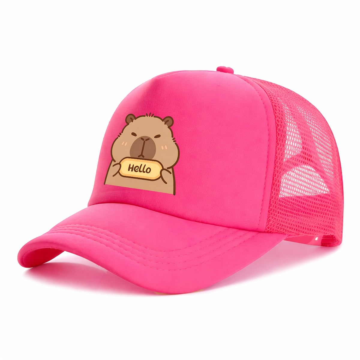 Kids' Cartoon Otter Pattern Mesh Sun Cap with Breathable Fabric