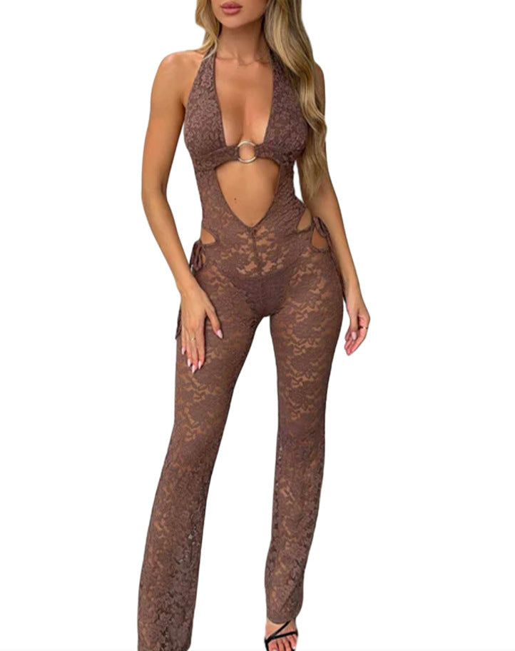 Halter Neck One-Piece Fitted Jumpsuit for Women