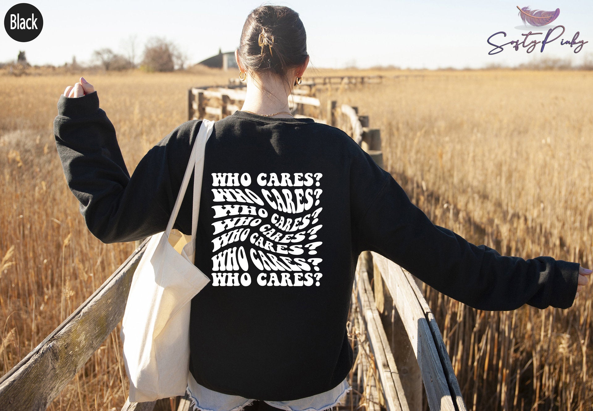 WHO CARES English Printed Women's Round Neck Sweater