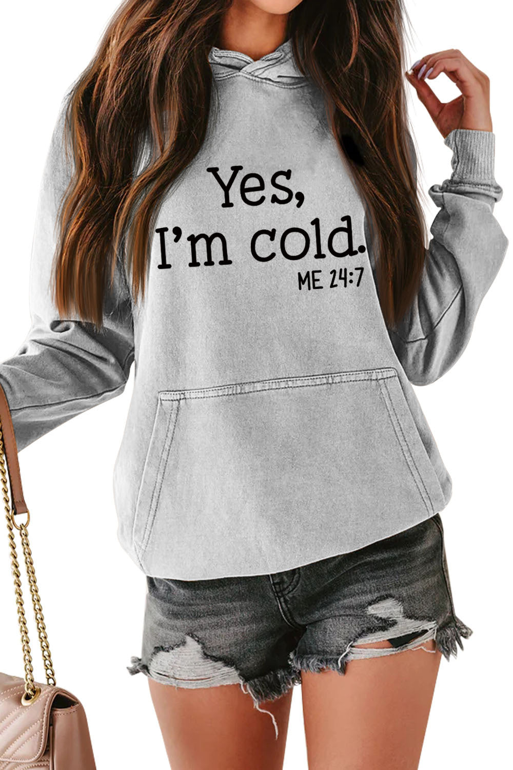 Yes I'm Cold Casual Loose Hooded Sweatshirt