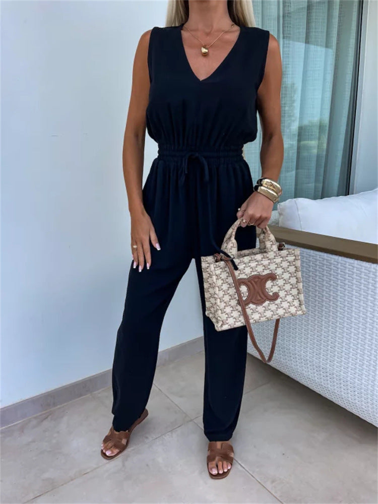 Elegant High-Waisted Sleeveless Jumpsuit