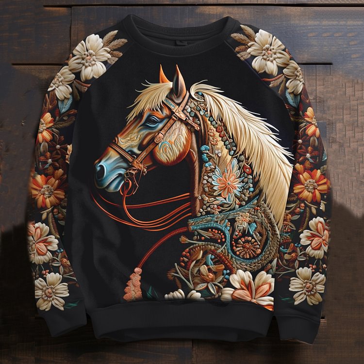 Women's 3D Cartoon Art Print Loose Pullover Sweater