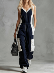2026 V-neck Sleeveless Workwear Style Jumpsuit
