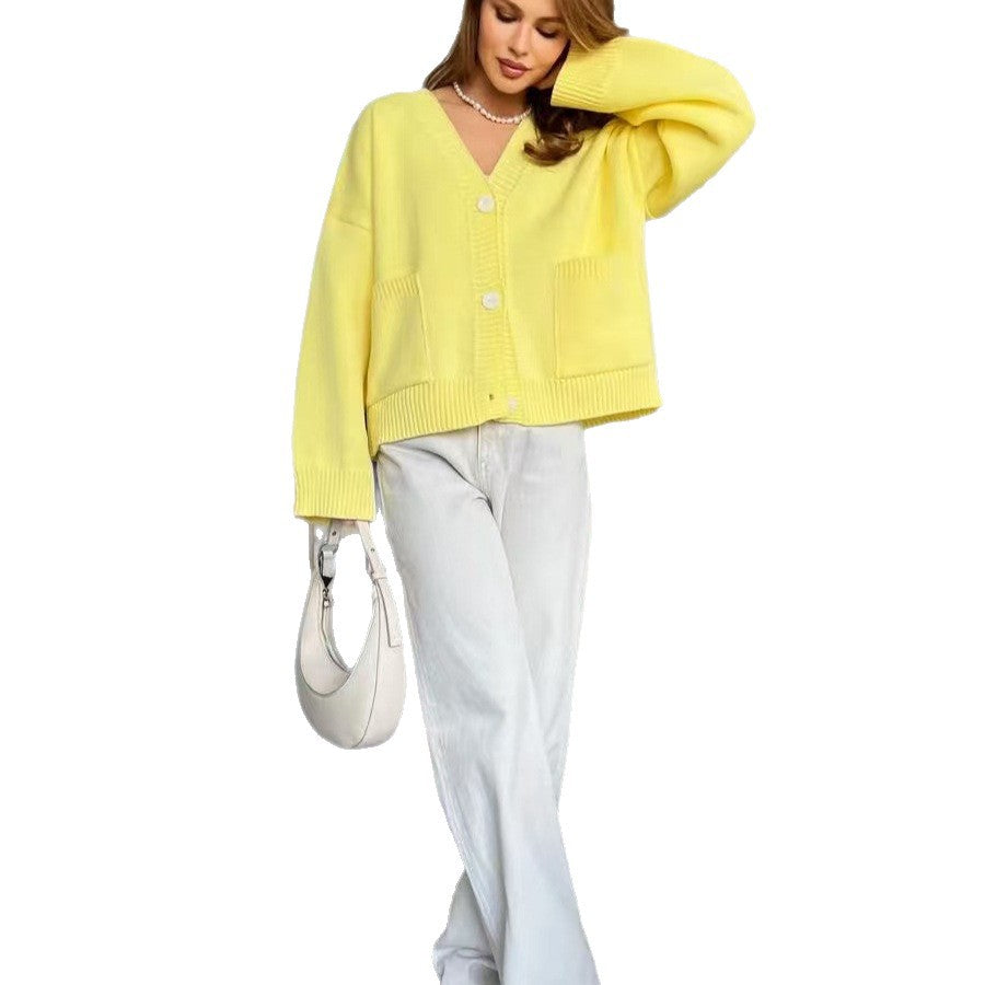 Loose and Idle Soft Glutinous Design Sweater Coat