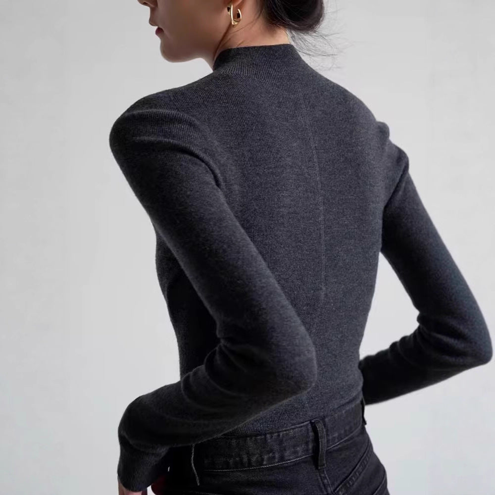 High-end Merino Wool Mock-neck Sweater