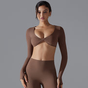 Deep V-neck Figure-hugging Breathable Cross-over Yoga Wear