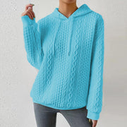 Cozy Hooded Tie-Front Long Sleeve Knit Sweatshirt