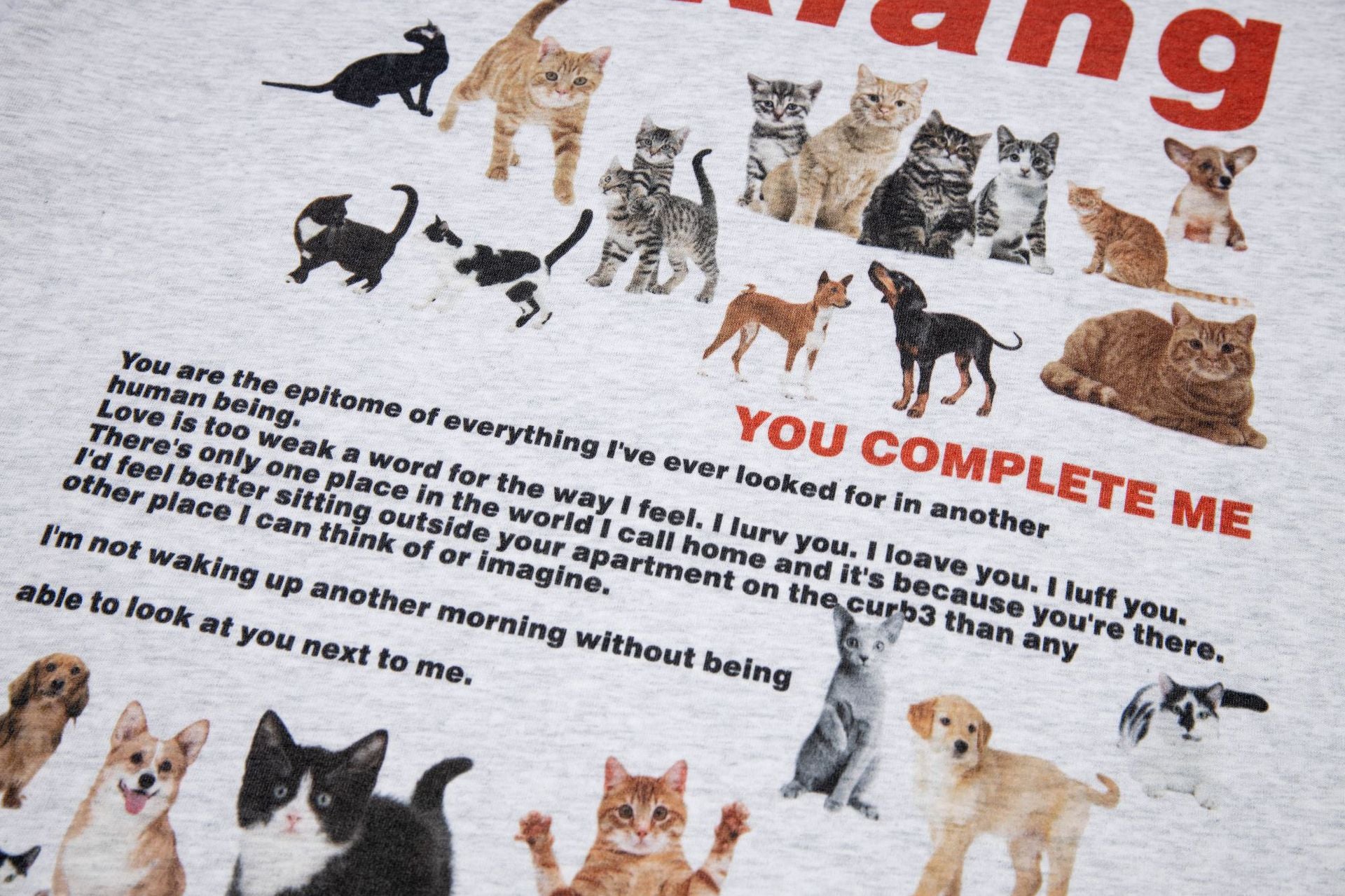Streetwear Cute Cat & Puppy Print Short Sleeve Tee