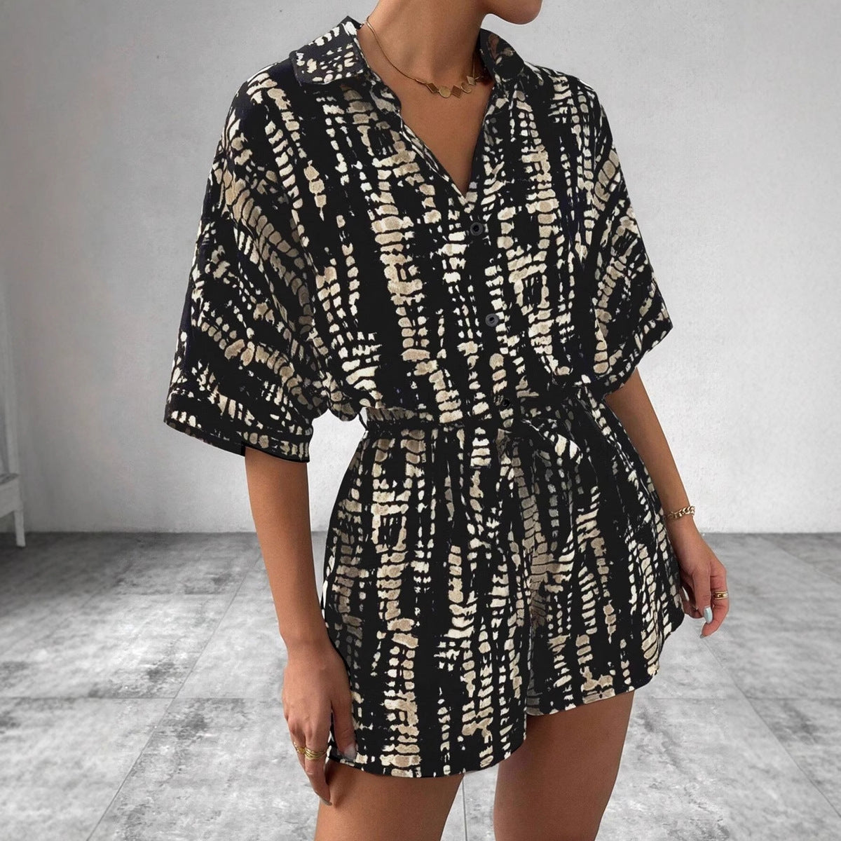 Satin High-Waist Lace-Up Women's Jumpsuit