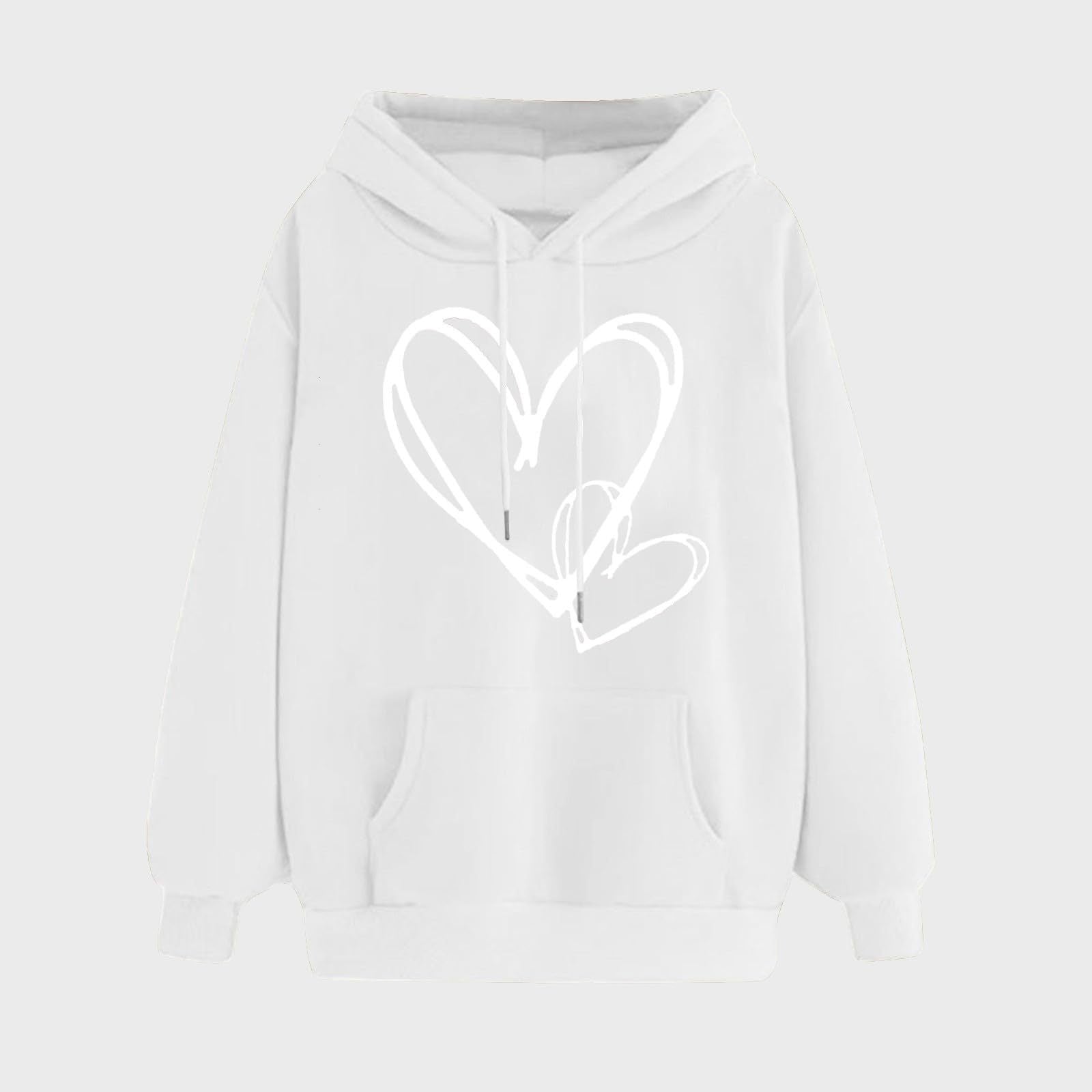 Matching Heart Print Long-Sleeve Couple Hoodies