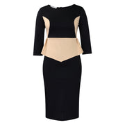 New Autumnwinter Fashionabl Elegant and Chic Color-block Dress