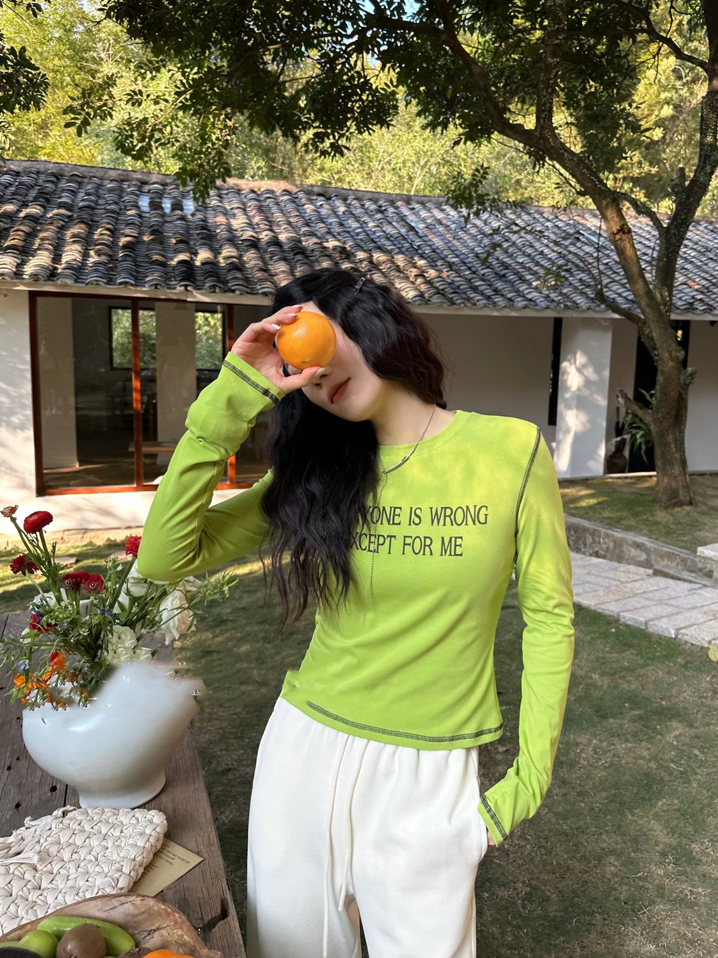 Women's Color Contrast Letter Crop Sweatshirt