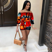 Printed Layered Sleeve Belted Jumpsuit