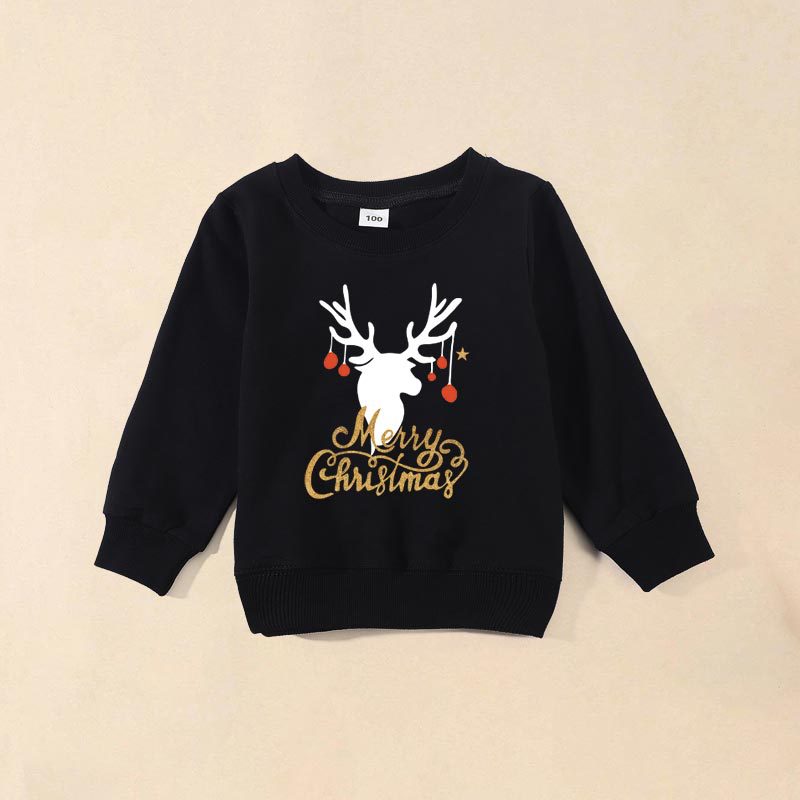 Matching Family Christmas Elk Print Sweatshirts