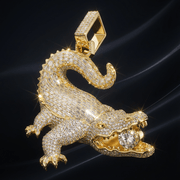 Crocodile Pendant Necklace with 3D Animal Design and 4 mm Rope Chain