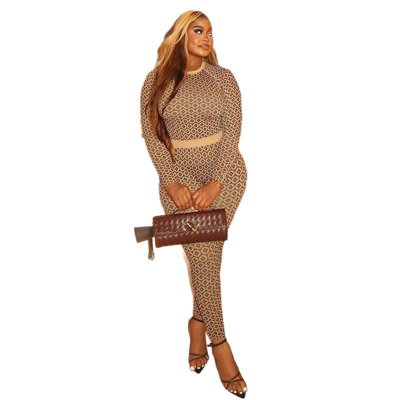 Women's Long Sleeve Round Neck Jumpsuit