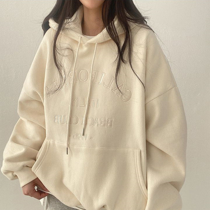 Women's Oversized Casual Embroidered Pullover Sweatshirt