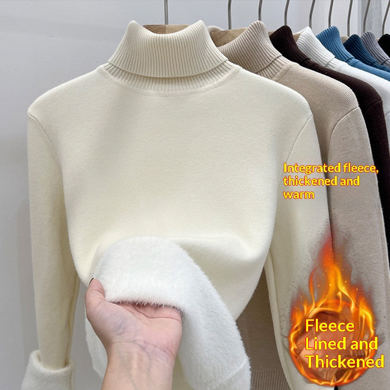 Womens Fleece-lined Turtleneck Base Sweater