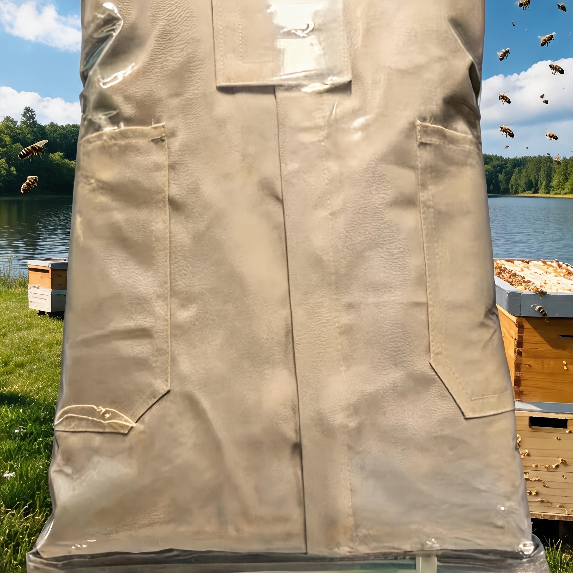 Beekeeping Suit – Thickened Beige Cover with Mesh Storage Bag