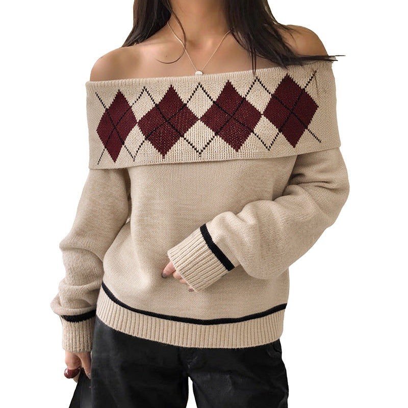 Sexy and Elegant Off-the-shoulder Loose Sweater