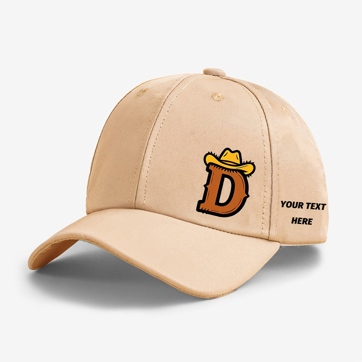 Kids Cowboy Style Baseball Cap with Letter Print and Custom Side Text, Lightweight and Comfortable (Ages 5-10)