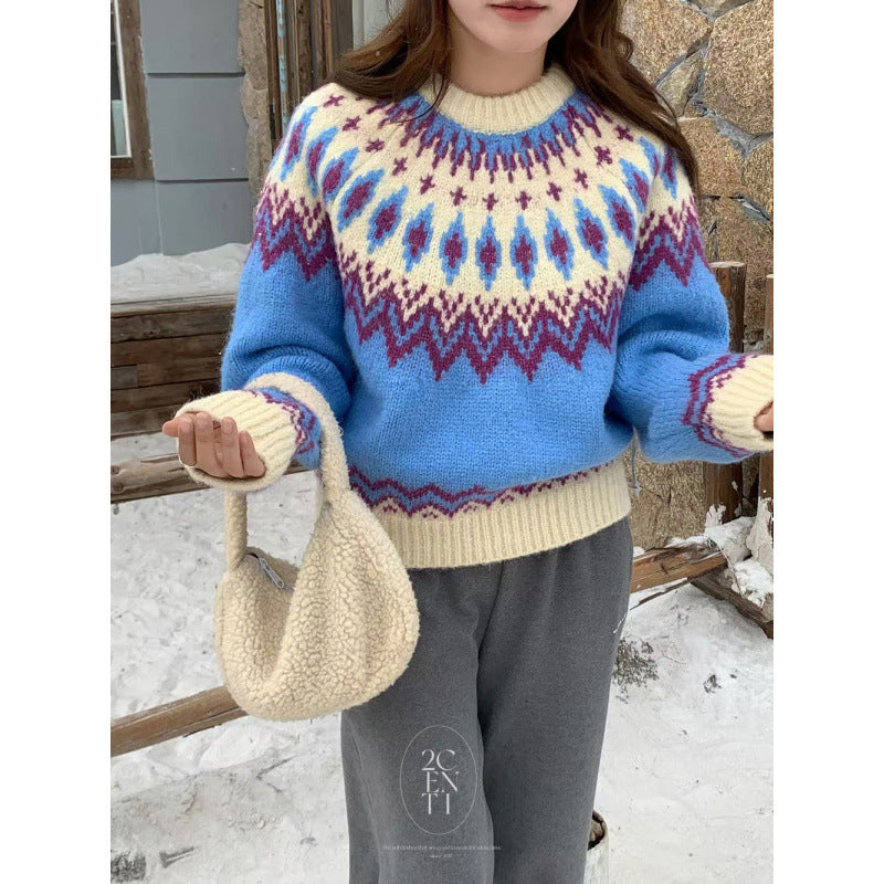 Add a Thickened Fair Isle Knit Sweater
