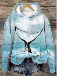 Women's Draped Hooded Sweatshirt Loose Casual Coat