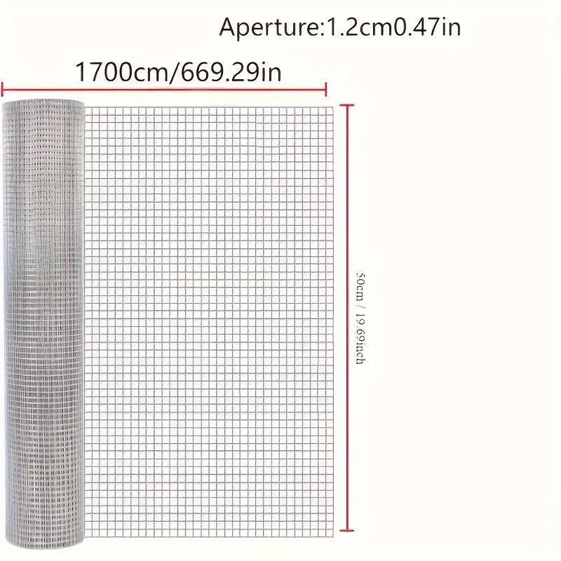 Galvanized Welded Mesh Roll – 1700 cm (669 in) Easy‑Cut Wire Fence for Chicken Coops, Gardens, Pets and Tree Protection