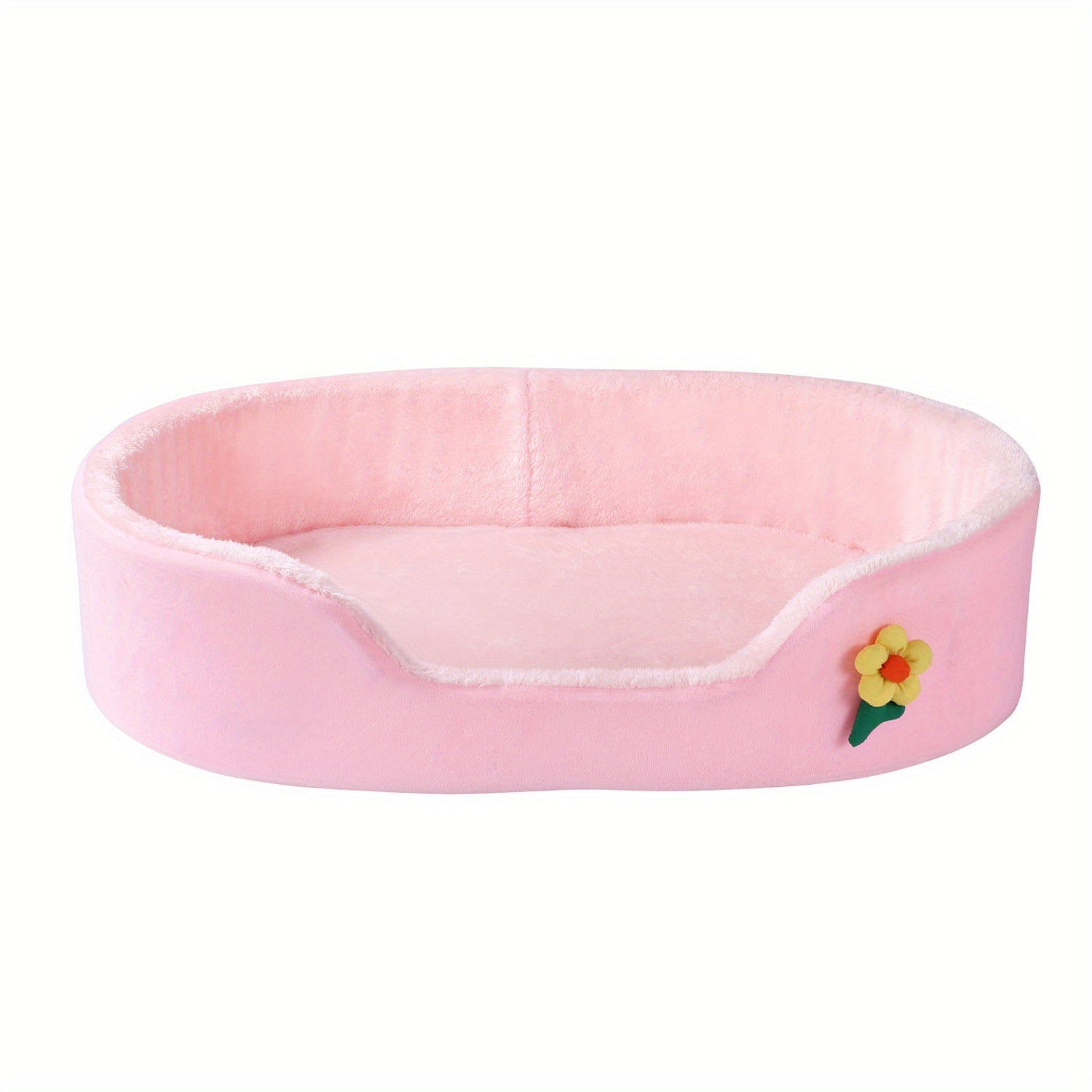 1pc Polar Fleece Oval Winter Warm Pet Bed for Small & Medium Dogs - Soft Sponge-Filled Detachable Dog Bed with Plush Cushion, Pink Cozy Bedding for Puppies, Cats & Small Breeds,