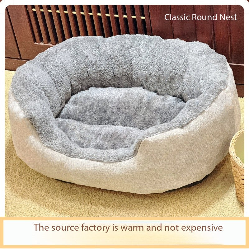 -like Plush Faux Fur Pet Bed For Small/medium Dogs & Cats - Thick Fluffy Non-slip Bedding, Machine Washable (17/20/26/30) - No Assembly, Durable Puppy Bed For Use, Pink/white Options