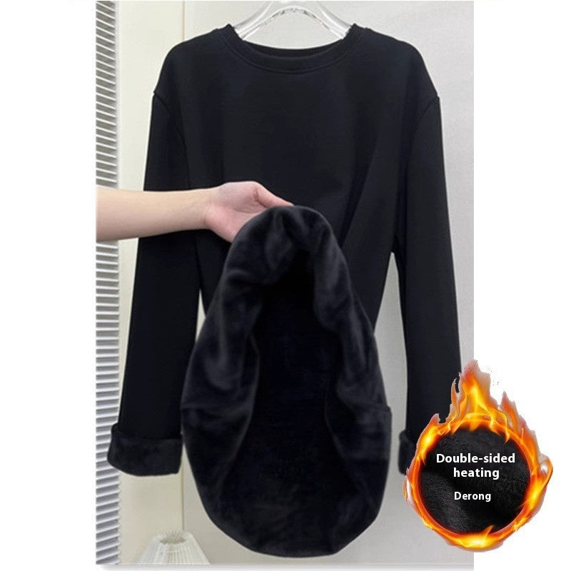 Women's Plus Velvet Loose Mid-Length Thermal T-Shirt