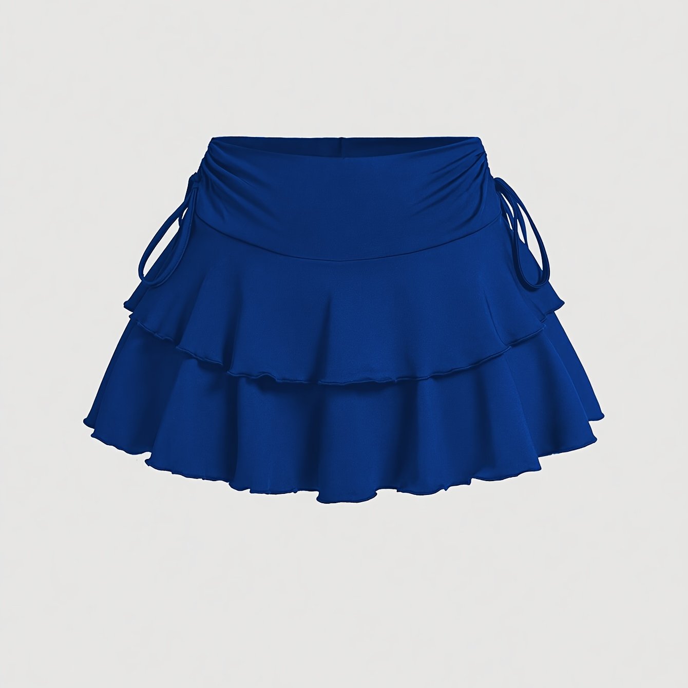 Women's Plus Size Side Drawstring Tiered Skirt with Multi-Hem