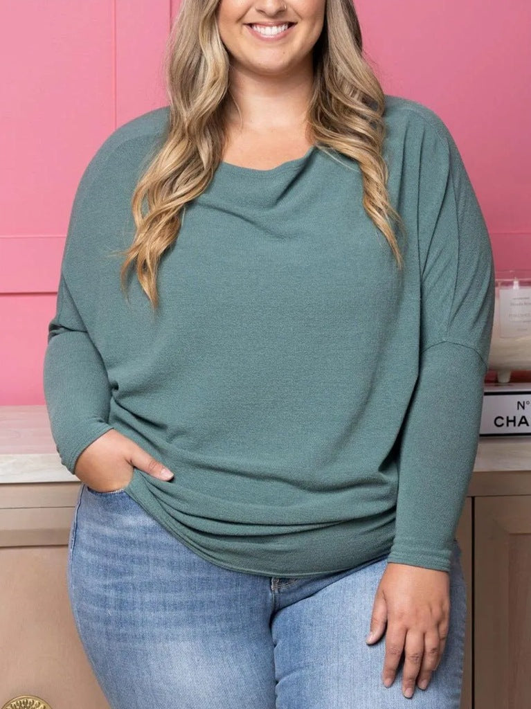 Plus Size Casual Batwing Sleeve Crewneck Sweater