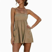 Womens Summer Casual Jumpsuit With Straps And Pockets For Home Or Outdoors