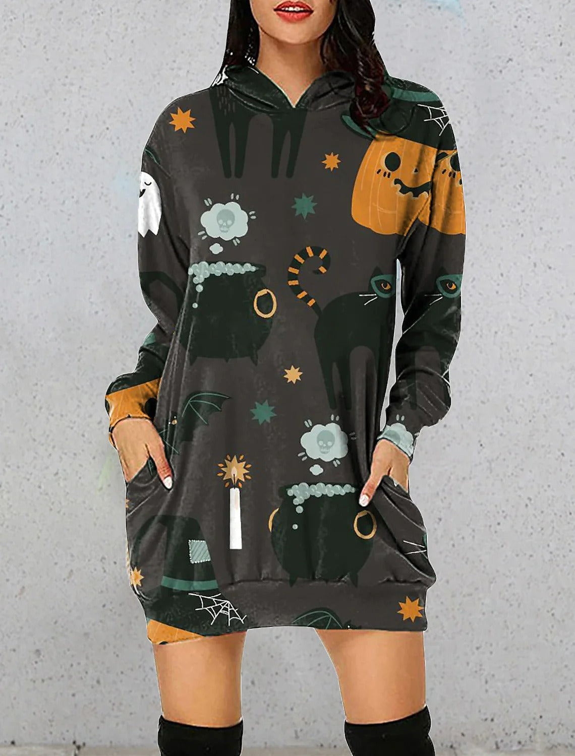 Women's 3D Printed Graphic Long Sweater Dress