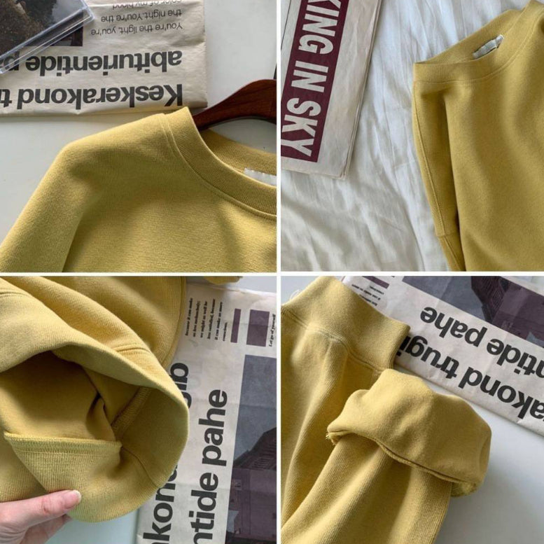 Cozy Oversized Crew Neck Long-Sleeve Pullover Top