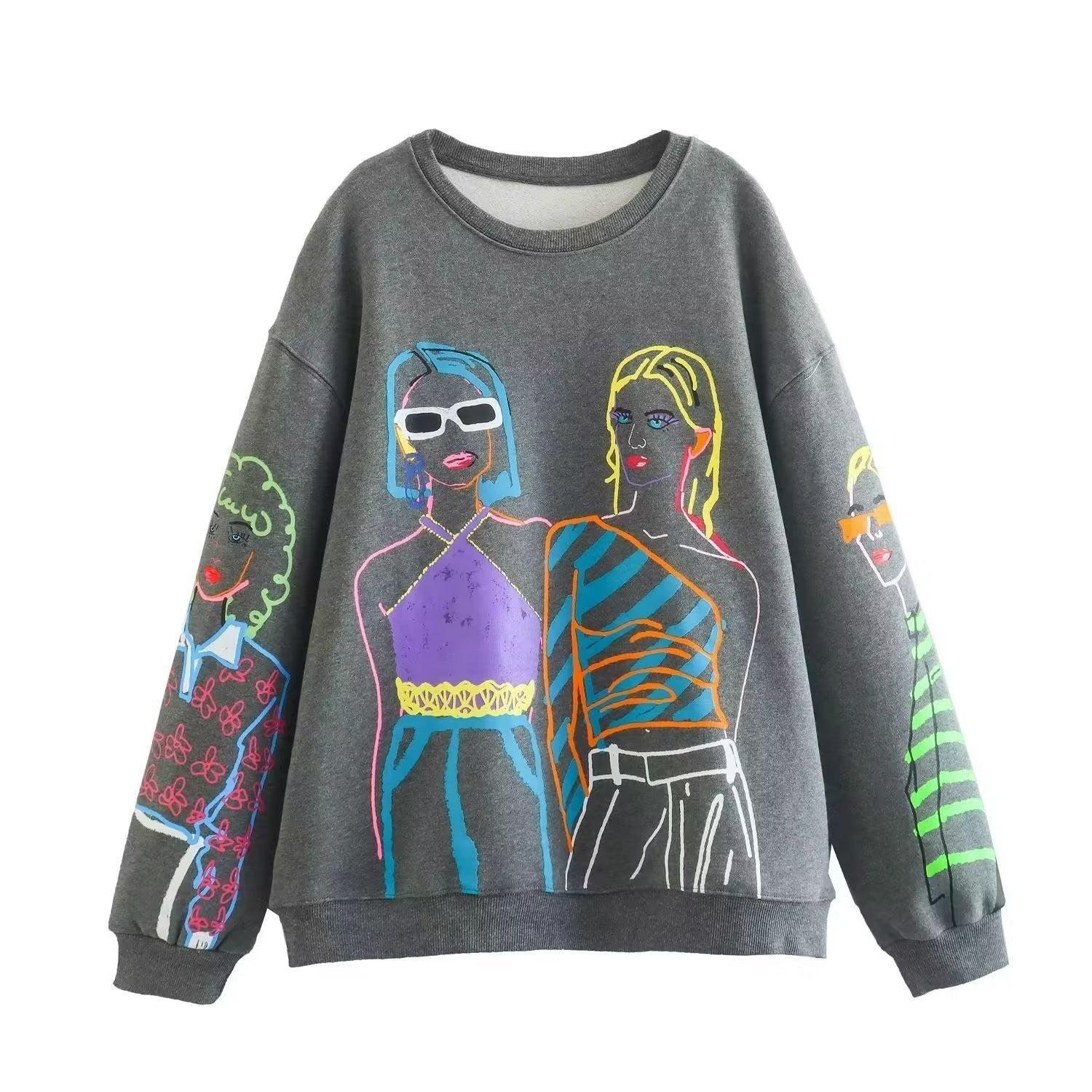 Women's 3D Digital Print Casual Long Sleeve Sweater